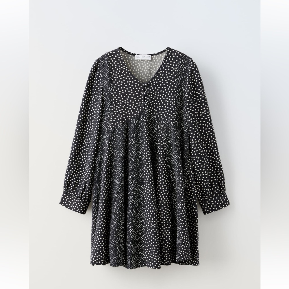 Zara Black and White Polka Dot Casual Kids Dress
